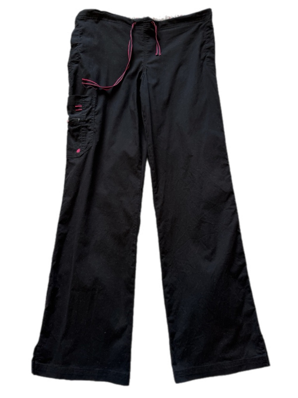 Life is peachy Black Scrub Set with Pink Trim pants medium TALL ; top large - Picture 9 of 12